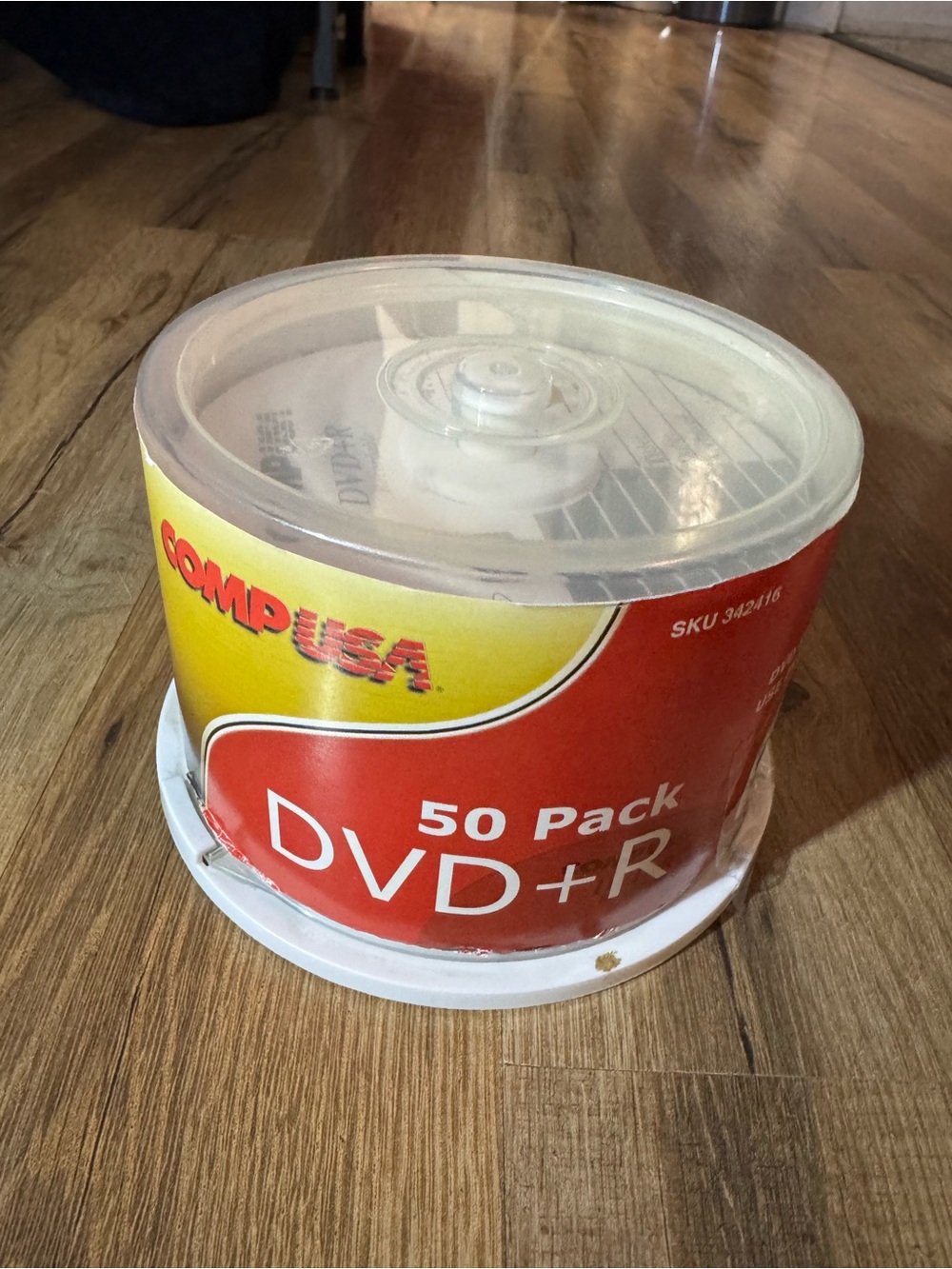 CompUSA 50-Pack DVD+R Spindle - Red and Yellow Label